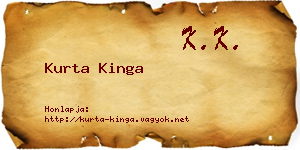 Kurta Kinga névjegykártya